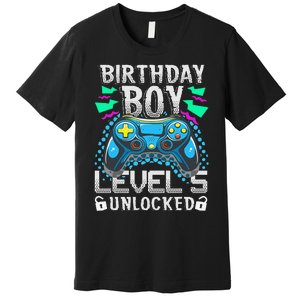 Birthday Level 5 Unlocked Gamer 5th Birthday Gift Premium T-Shirt