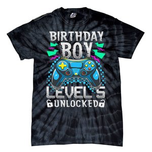 Birthday Level 5 Unlocked Gamer 5th Birthday Gift Tie-Dye T-Shirt