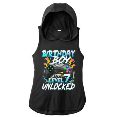 Birthday Level 7 Unlocked Video Game Birthday Party Ladies PosiCharge Tri-Blend Wicking Draft Hoodie Tank