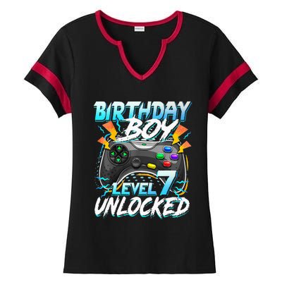 Birthday Level 7 Unlocked Video Game Birthday Party Ladies Halftime Notch Neck Tee