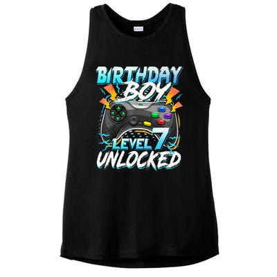 Birthday Level 7 Unlocked Video Game Birthday Party Ladies PosiCharge Tri-Blend Wicking Tank