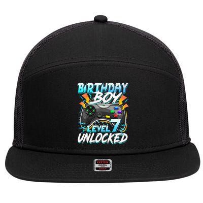 Birthday Level 7 Unlocked Video Game Birthday Party 7 Panel Mesh Trucker Snapback Hat