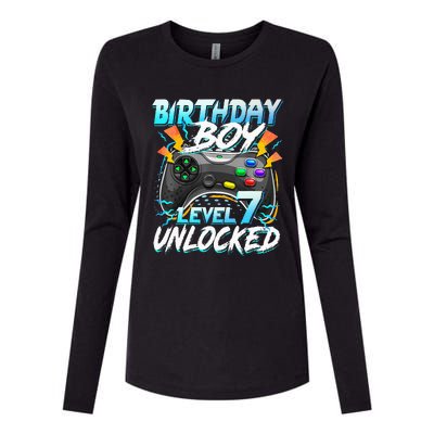 Birthday Level 7 Unlocked Video Game Birthday Party Womens Cotton Relaxed Long Sleeve T-Shirt