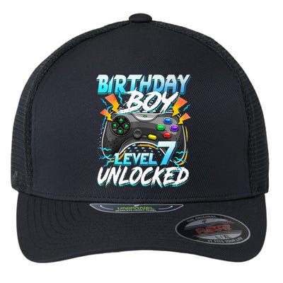 Birthday Level 7 Unlocked Video Game Birthday Party Flexfit Unipanel Trucker Cap