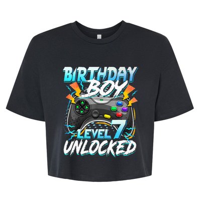 Birthday Level 7 Unlocked Video Game Birthday Party Bella+Canvas Jersey Crop Tee