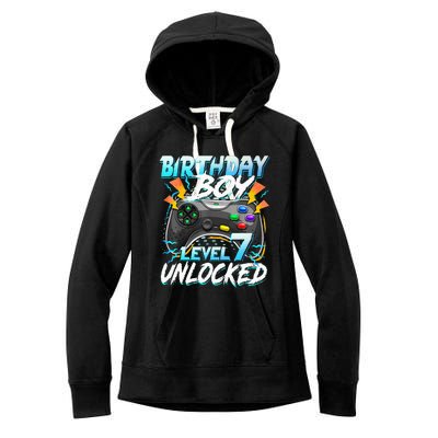 Birthday Level 7 Unlocked Video Game Birthday Party Women's Fleece Hoodie