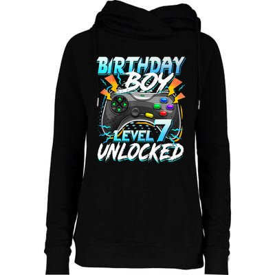 Birthday Level 7 Unlocked Video Game Birthday Party Womens Funnel Neck Pullover Hood