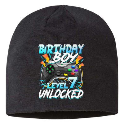 Birthday Level 7 Unlocked Video Game Birthday Party Sustainable Beanie