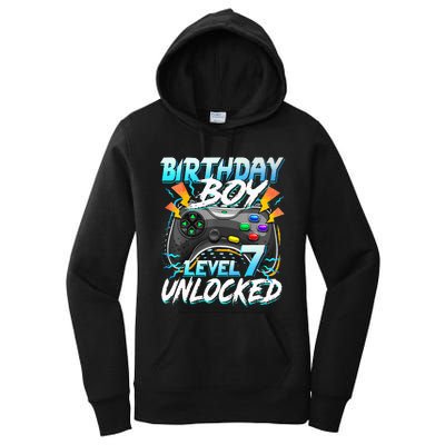 Birthday Level 7 Unlocked Video Game Birthday Party Women's Pullover Hoodie