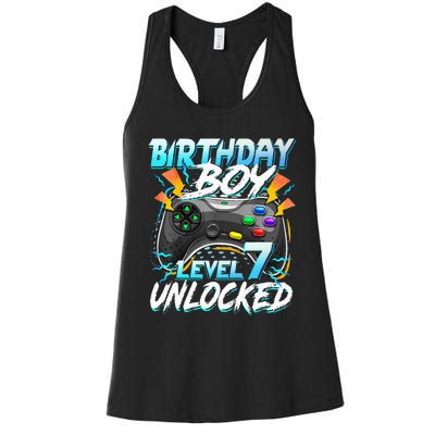 Birthday Level 7 Unlocked Video Game Birthday Party Women's Racerback Tank