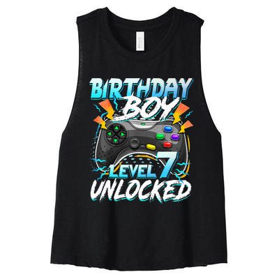 Birthday Level 7 Unlocked Video Game Birthday Party Women's Racerback Cropped Tank