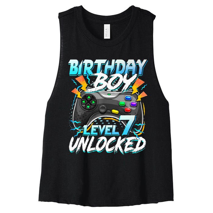 Birthday Level 7 Unlocked Video Game Birthday Party Women's Racerback Cropped Tank