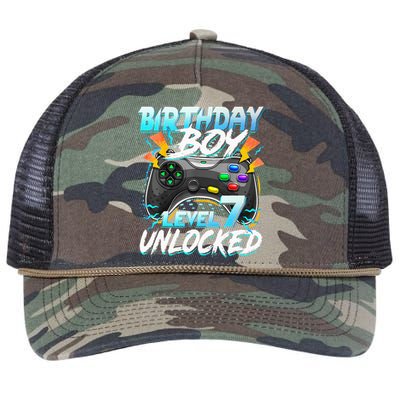 Birthday Level 7 Unlocked Video Game Birthday Party Retro Rope Trucker Hat Cap