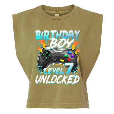 Birthday Level 7 Unlocked Video Game Birthday Party Garment-Dyed Women's Muscle Tee