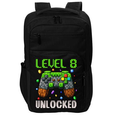 Birthday Level 8 Unlocked 8th Birthday Game Pixel Gift Impact Tech Backpack