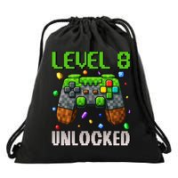 Birthday Level 8 Unlocked 8th Birthday Game Pixel Gift Drawstring Bag