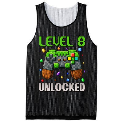 Birthday Level 8 Unlocked 8th Birthday Game Pixel Gift Mesh Reversible Basketball Jersey Tank