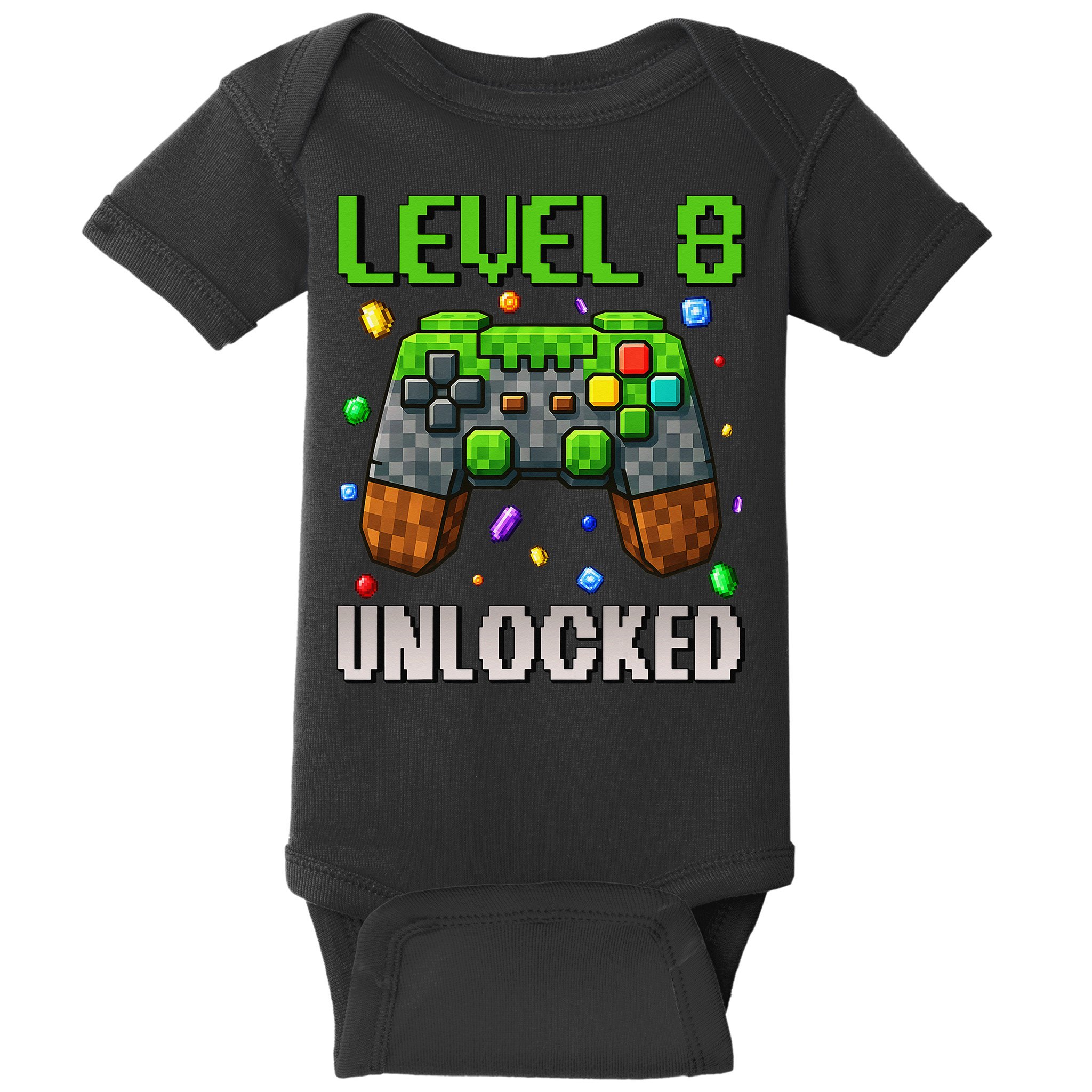 Birthday Level 8 Unlocked 8th Birthday Game Pixel Gift Baby Bodysuit