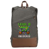 Birthday Level 8 Unlocked 8th Birthday Game Pixel Gift Cotton Canvas Backpack