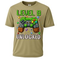 Birthday Level 8 Unlocked 8th Birthday Game Pixel Gift Cooling Performance Crew T-Shirt