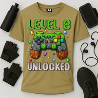 Birthday Level 8 Unlocked 8th Birthday Game Pixel Gift Cooling Performance Crew T-Shirt