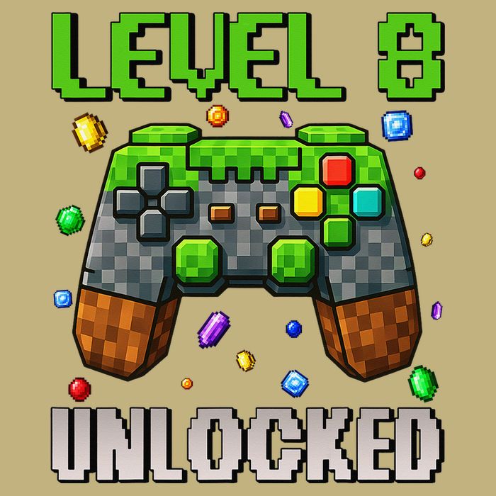 Birthday Level 8 Unlocked 8th Birthday Game Pixel Gift Cooling Performance Crew T-Shirt