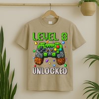 Birthday Level 8 Unlocked 8th Birthday Game Pixel Gift T-Shirt