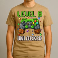 Birthday Level 8 Unlocked 8th Birthday Game Pixel Gift T-Shirt