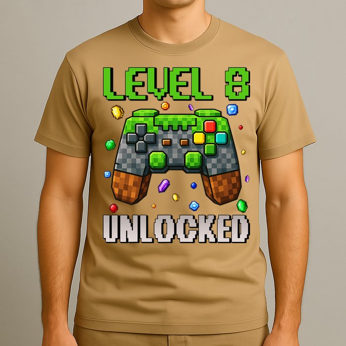 Birthday Level 8 Unlocked 8th Birthday Game Pixel Gift T-Shirt