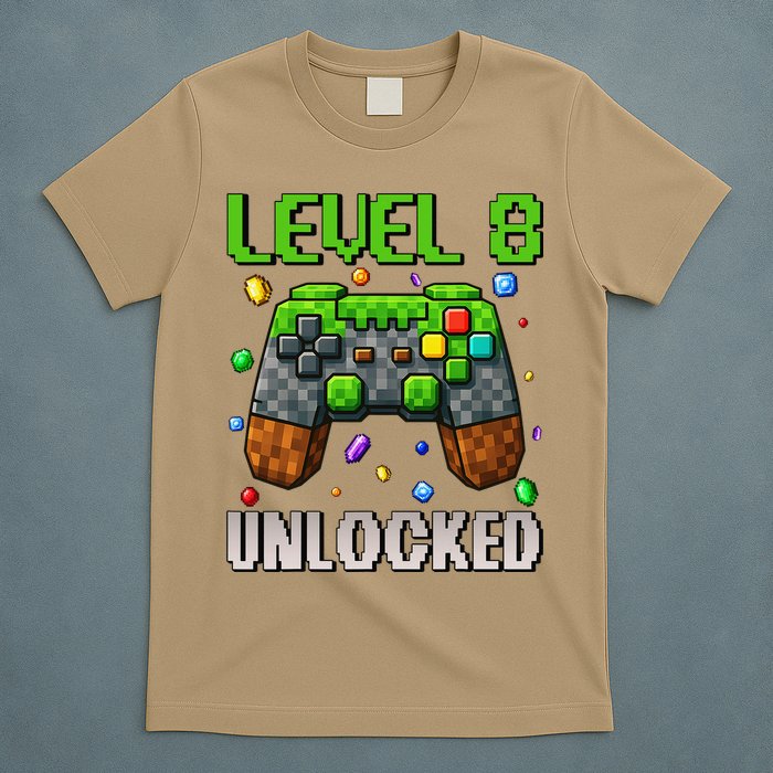 Birthday Level 8 Unlocked 8th Birthday Game Pixel Gift T-Shirt