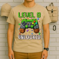 Birthday Level 8 Unlocked 8th Birthday Game Pixel Gift T-Shirt
