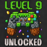 Birthday Level 9 Unlocked 9th Birthday Game Pixel Gift 7 Panel Mesh Trucker Snapback Hat