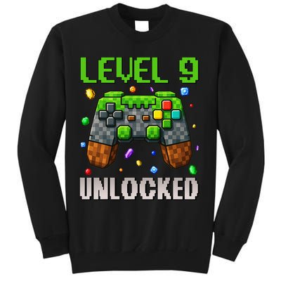 Birthday Level 9 Unlocked 9th Birthday Game Pixel Gift Sweatshirt