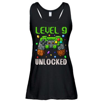 Birthday Level 9 Unlocked 9th Birthday Game Pixel Gift Ladies Essential Flowy Tank