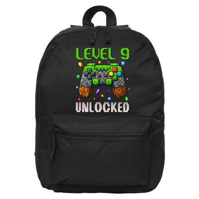 Birthday Level 9 Unlocked 9th Birthday Game Pixel Gift 16 in Basic Backpack