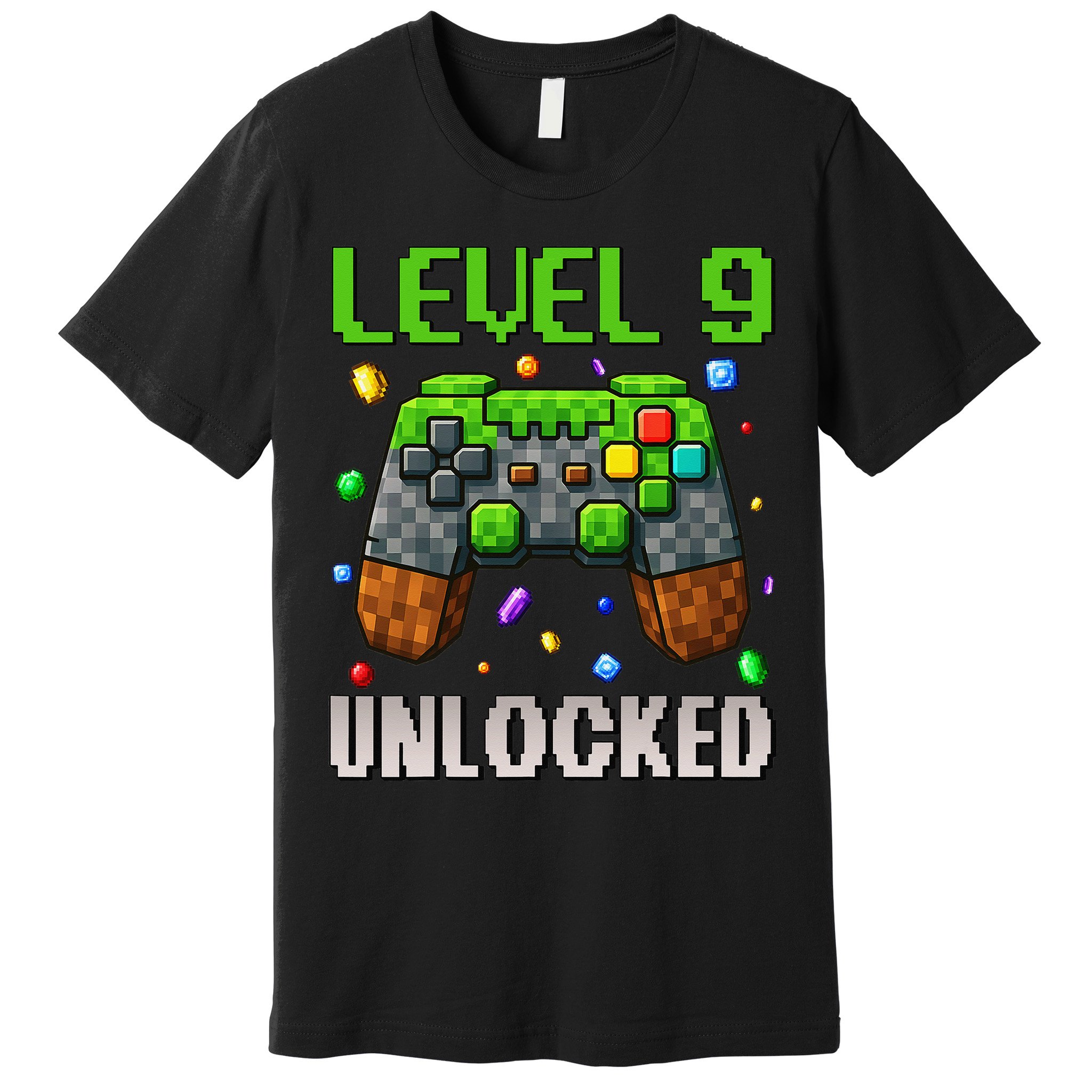 Birthday Level 9 Unlocked 9th Birthday Game Pixel Gift Premium T-Shirt