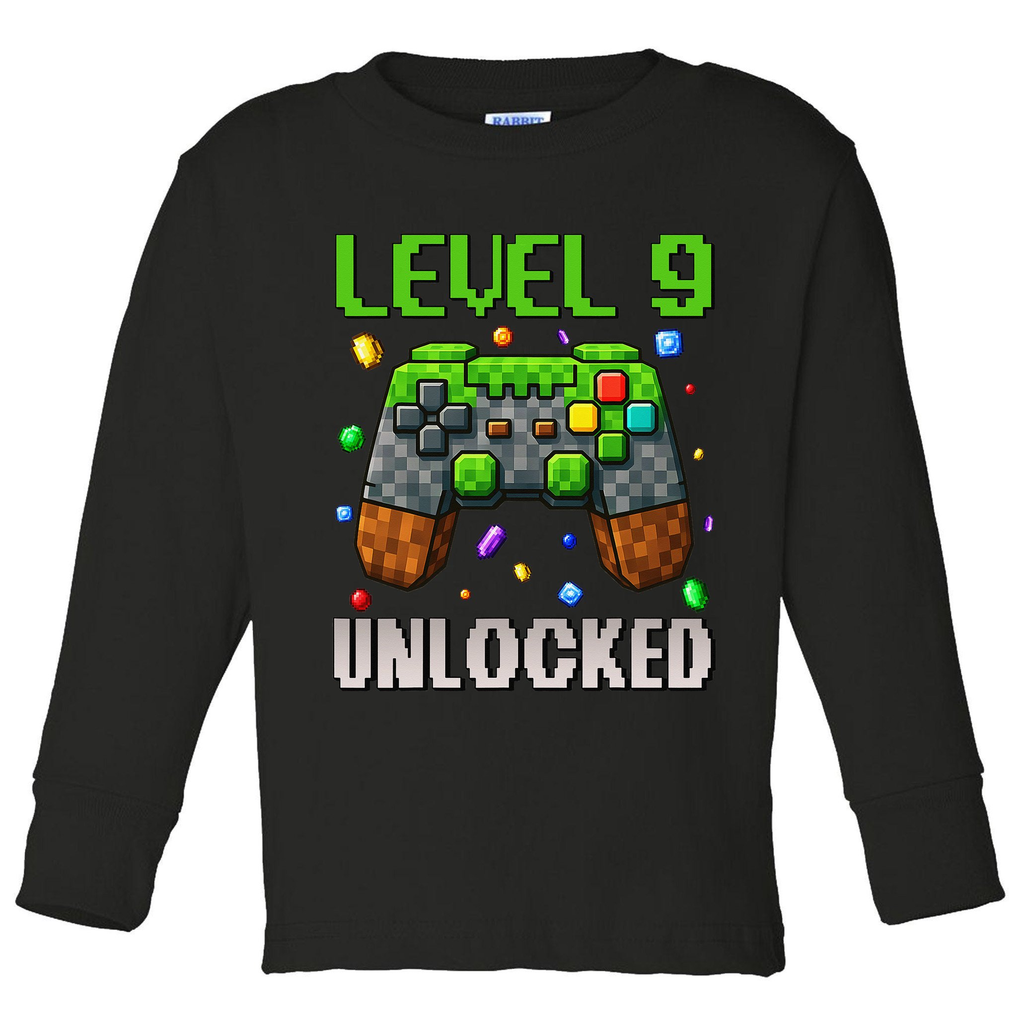 Birthday Level 9 Unlocked 9th Birthday Game Pixel Gift Toddler Long Sleeve Shirt