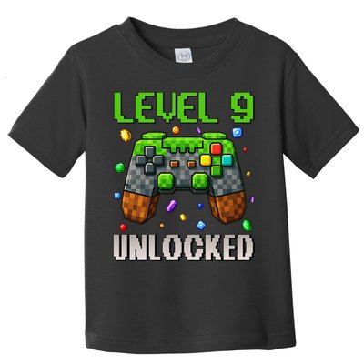 Birthday Level 9 Unlocked 9th Birthday Game Pixel Gift Toddler T-Shirt