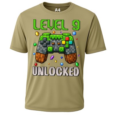 Birthday Level 9 Unlocked 9th Birthday Game Pixel Gift Cooling Performance Crew T-Shirt