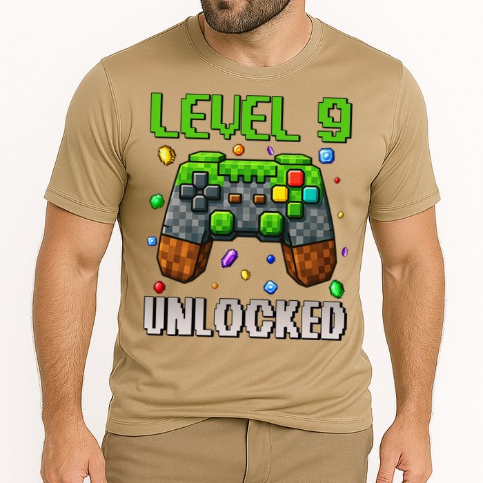 Birthday Level 9 Unlocked 9th Birthday Game Pixel Gift Cooling Performance Crew T-Shirt