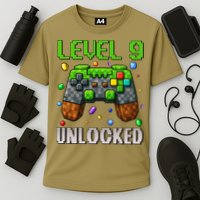 Birthday Level 9 Unlocked 9th Birthday Game Pixel Gift Cooling Performance Crew T-Shirt