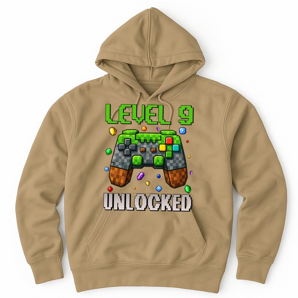 Birthday Level 9 Unlocked 9th Birthday Game Pixel Gift Hoodie