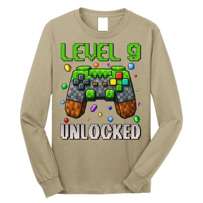 Birthday Level 9 Unlocked 9th Birthday Game Pixel Gift Long Sleeve Shirt