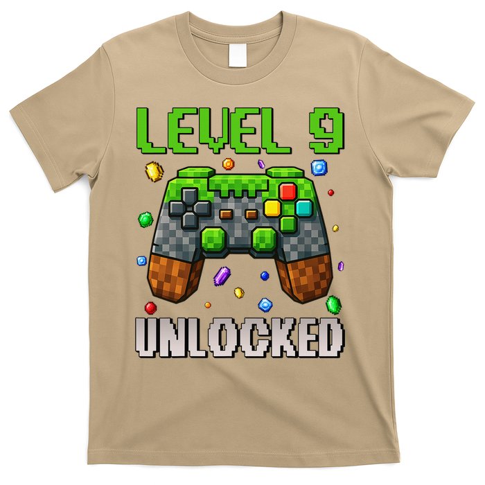 Birthday Level 9 Unlocked 9th Birthday Game Pixel Gift T-Shirt