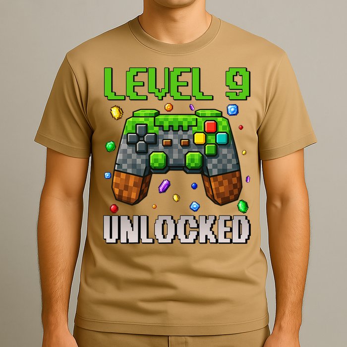 Birthday Level 9 Unlocked 9th Birthday Game Pixel Gift T-Shirt