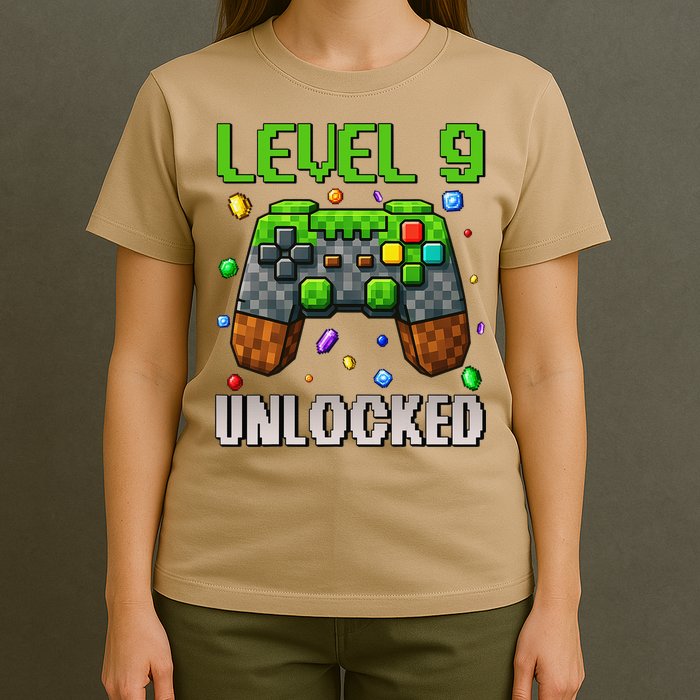Birthday Level 9 Unlocked 9th Birthday Game Pixel Gift T-Shirt