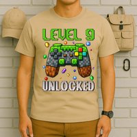 Birthday Level 9 Unlocked 9th Birthday Game Pixel Gift T-Shirt