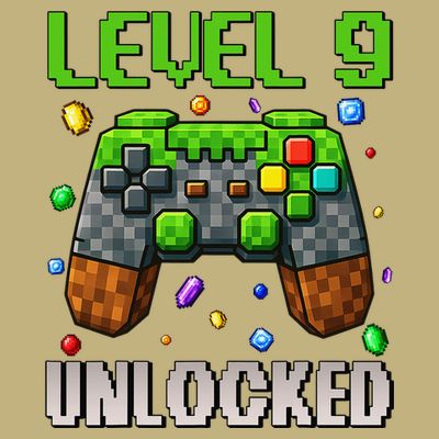 Birthday Level 9 Unlocked 9th Birthday Game Pixel Gift T-Shirt