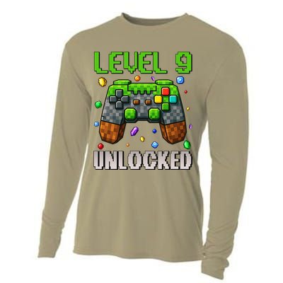 Birthday Level 9 Unlocked 9th Birthday Game Pixel Gift Cooling Performance Long Sleeve Crew