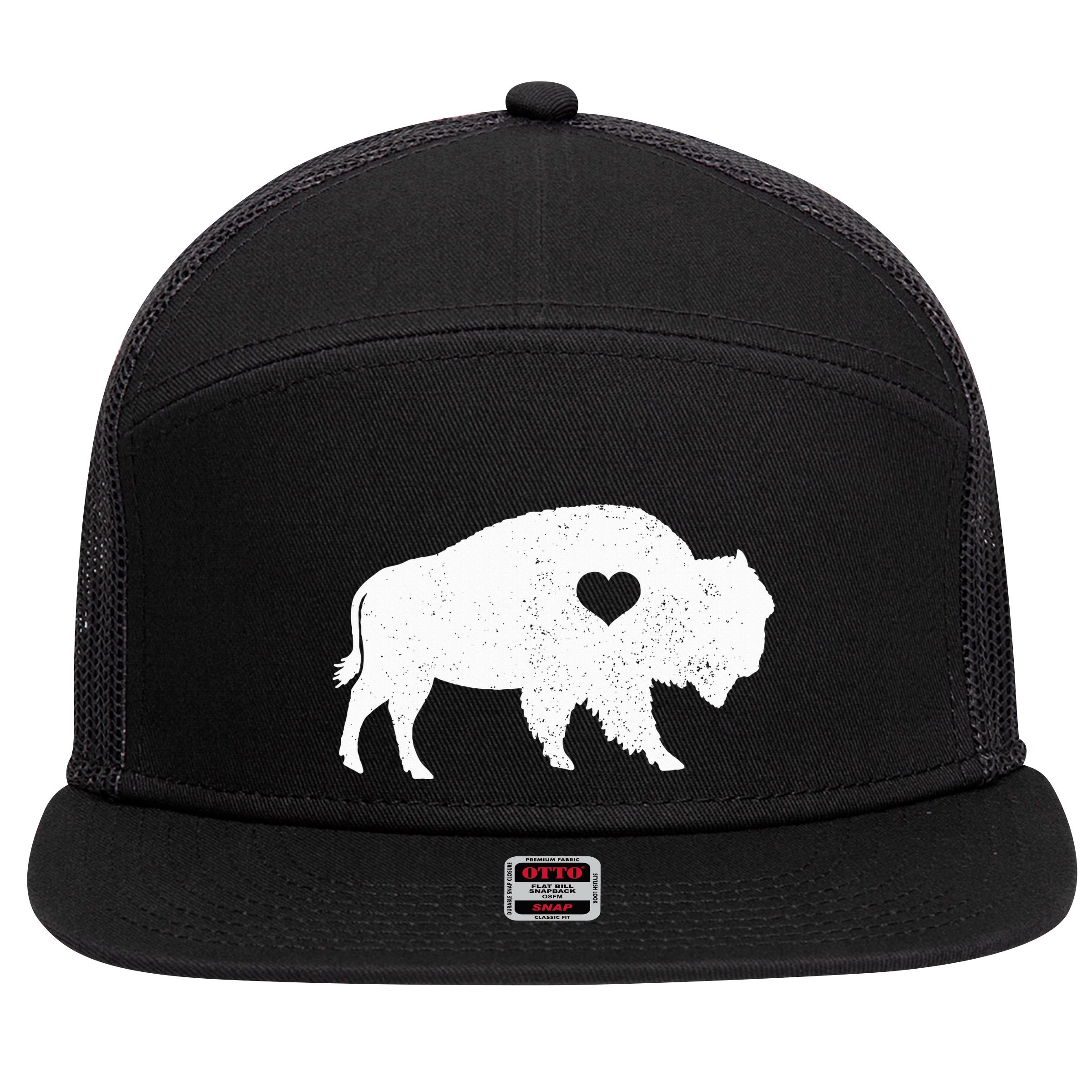 Bison Lover American Buffalo National Park Souvenir 7 Panel Mesh Trucker Snapback Hat